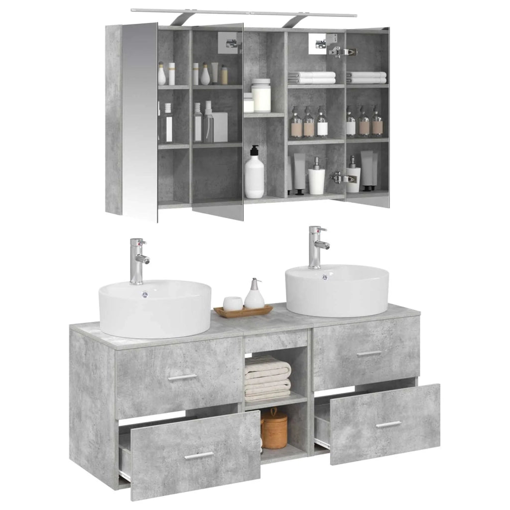 Set di mobili per il bagno 4 pcs Grigio Cemento 3406898