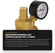 Regolatore di pressione idraulico adattabile 1,6 MPa - in ottone - DN25 - regolatore di pressione con manometro - 76 mm di lunghezza