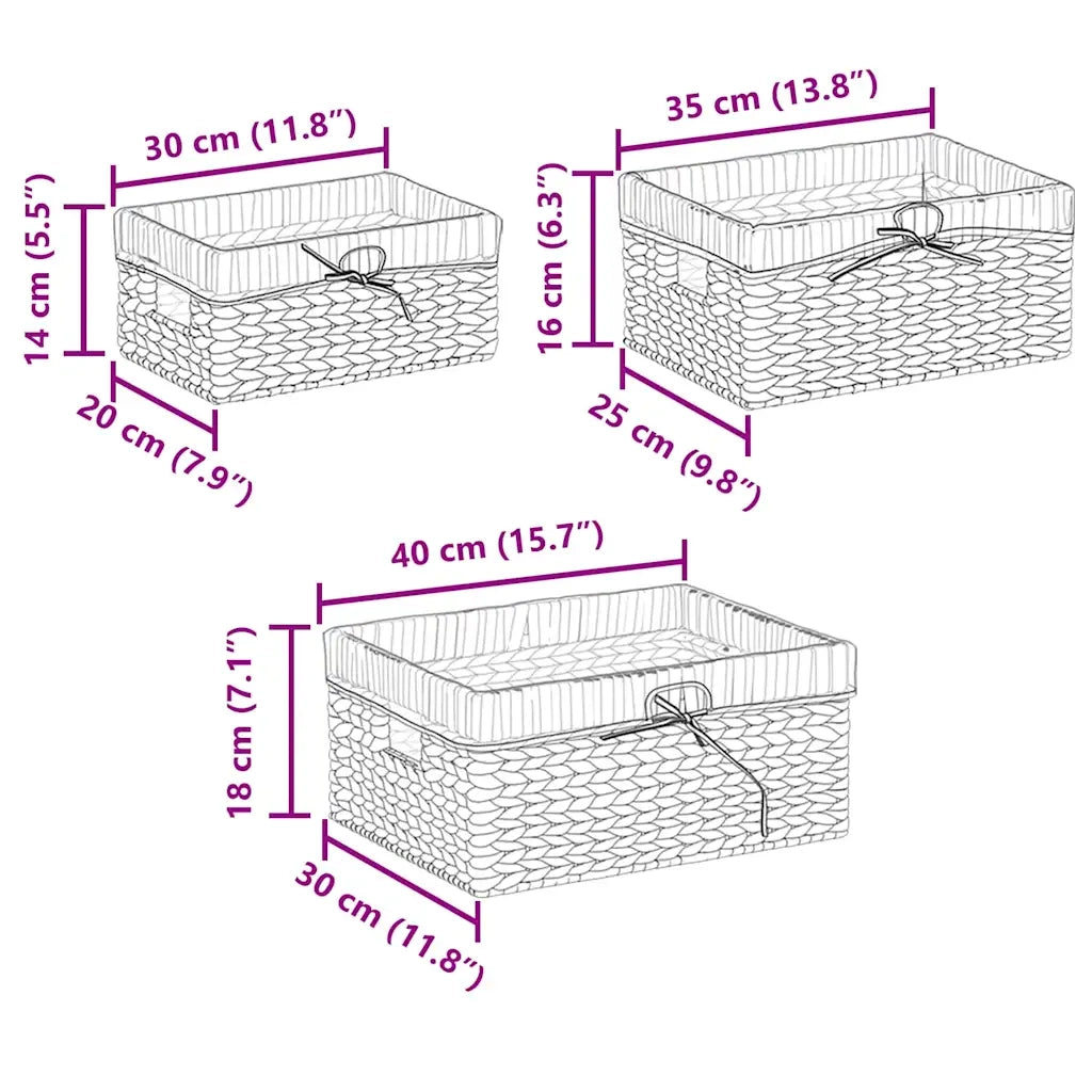 Cesti per Stoccaggio 3 pz Naturale Giacinto d'acqua CFW7585188