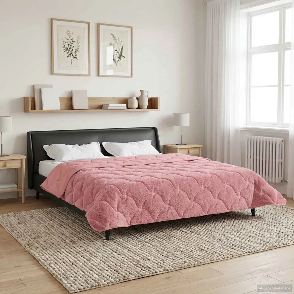 Duvet Estivo Rosa 200 x 220 cm Microfibra e Fleece Teddy