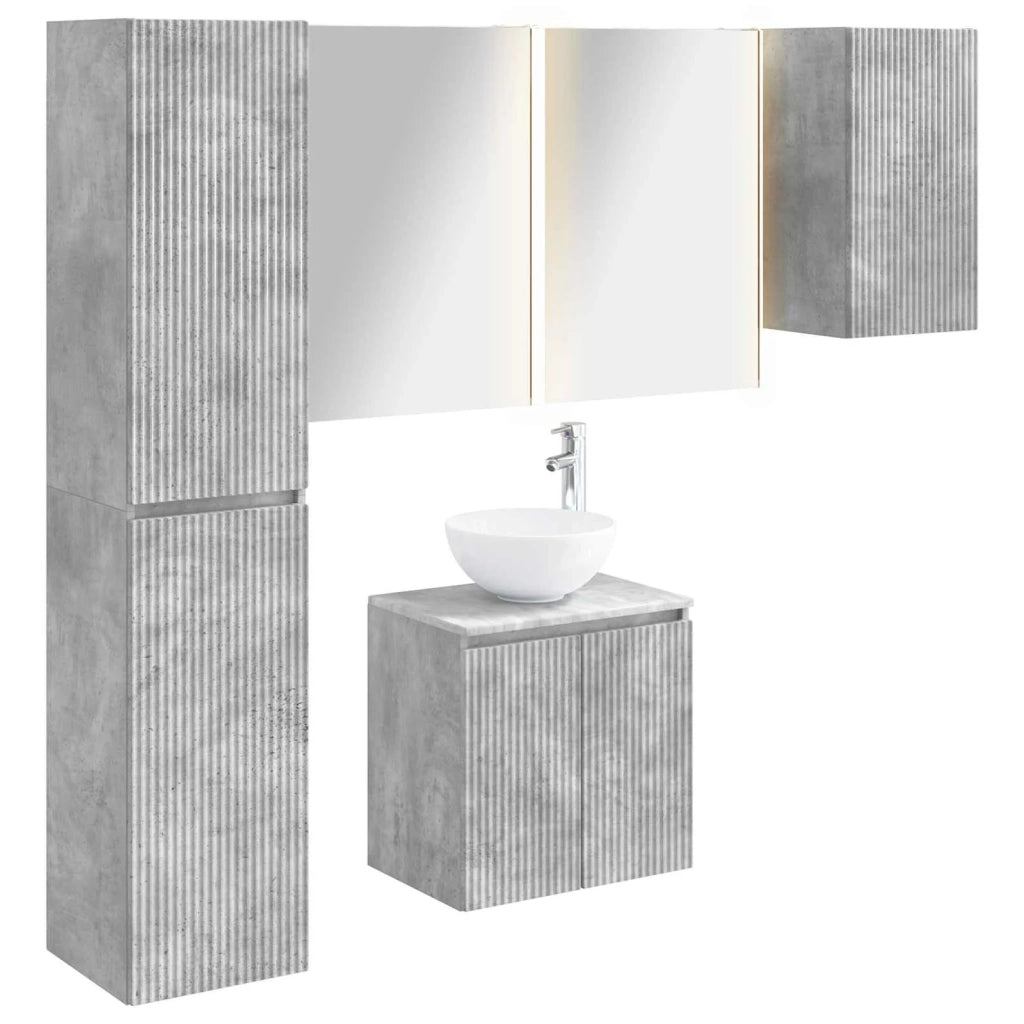 Set di Armadi da Bagno 5 pcs Grigio Cemento 53 x 15,5 x 70 cm 3407306