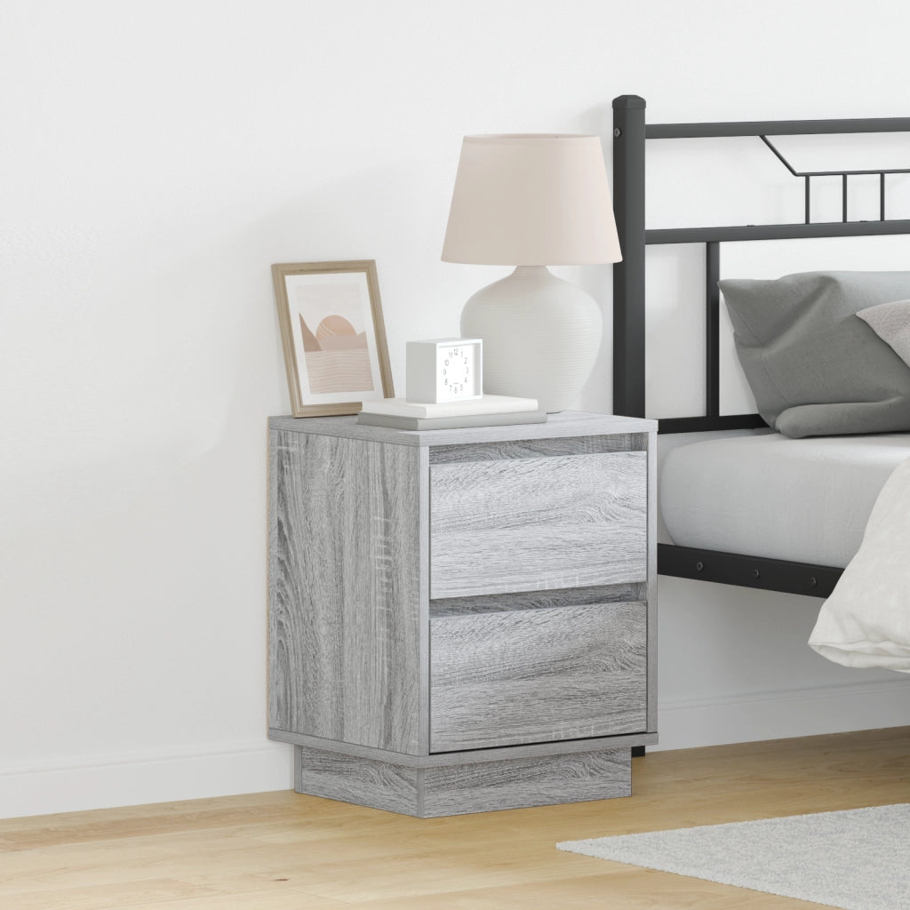 Mobiletto da Comodino con Luci LED Grigio Sonoma 39x34,5x50 cm