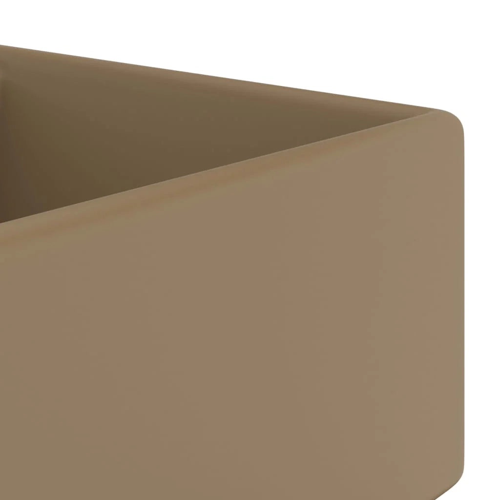 Lavabo quadrato di lusso con troppopieno 41 x 41 cm ceramica crema opaco 02_0002694