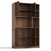 Credenza da cucina con 2 ante e vani aperti; LED RGB; in MDF; noce