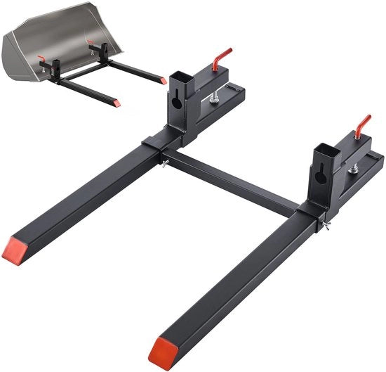 Vettore di carrello - Sostegno di forcella - Capacità di sollevamento 907 kg - Lunghezza 1090 mm - Stantuffo regolabile - Per trattore, escavatore e carrello compattatore - Nero