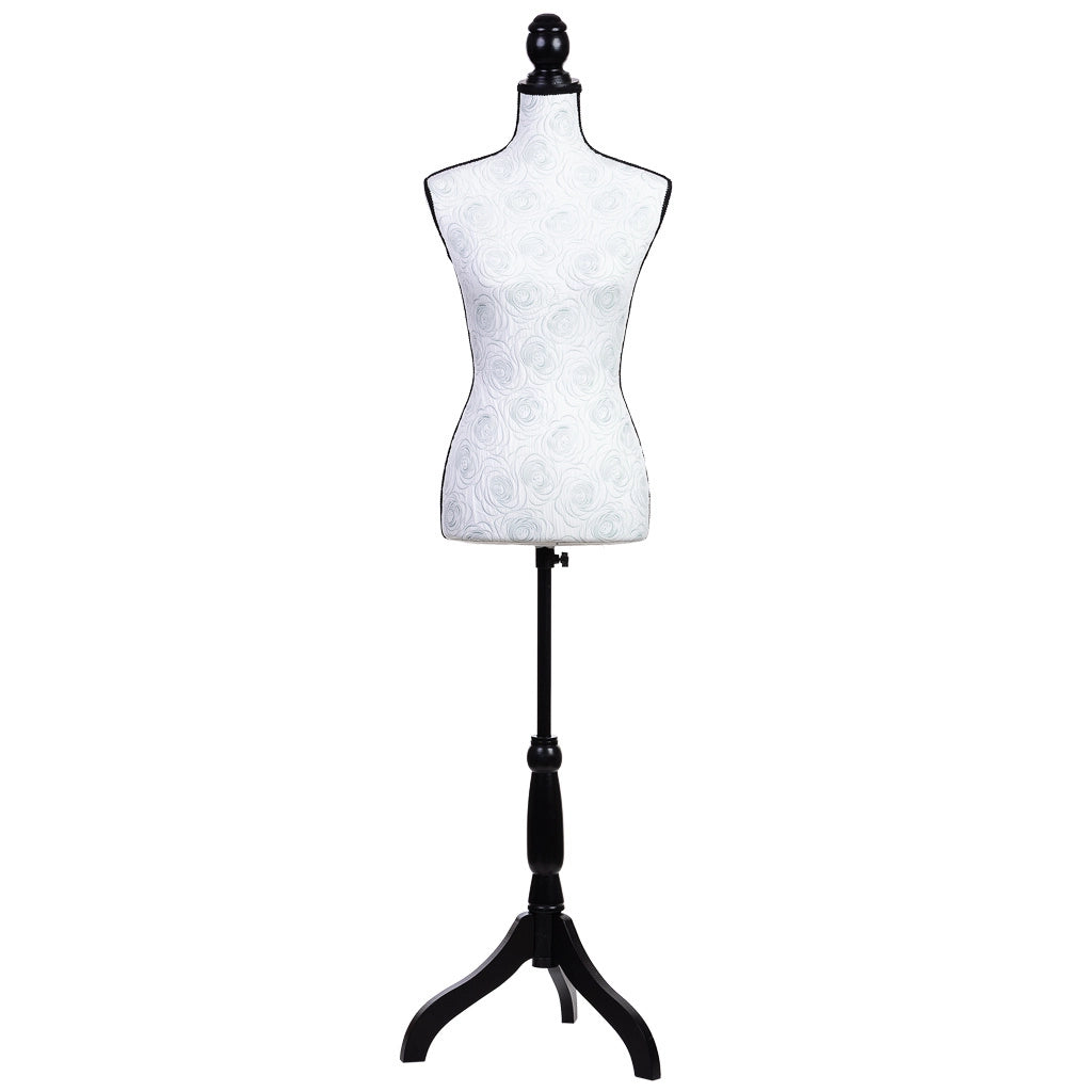 Manichino in legno, gommapiuma e in tessuto bianco 24x37,5x168h cm