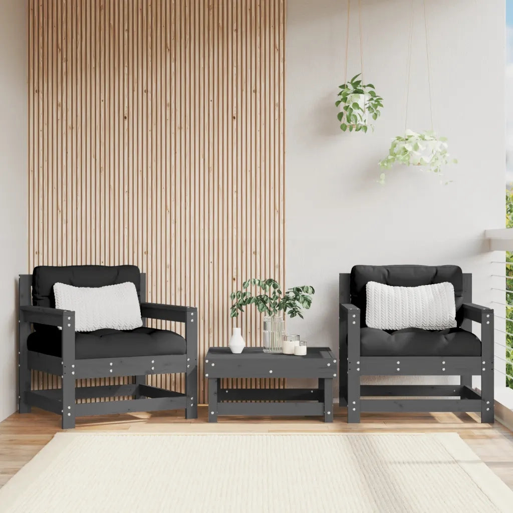 Sedia da patio-Sedie da Giardino 2pz Grigie in Legno Massello Pino 998927
