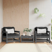 Sedia da patio-Sedie da Giardino 2pz Grigie in Legno Massello Pino 998927