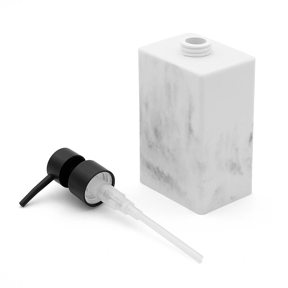 Dispenser sapone liquido in poliresina marmorizzata bianca Marmo