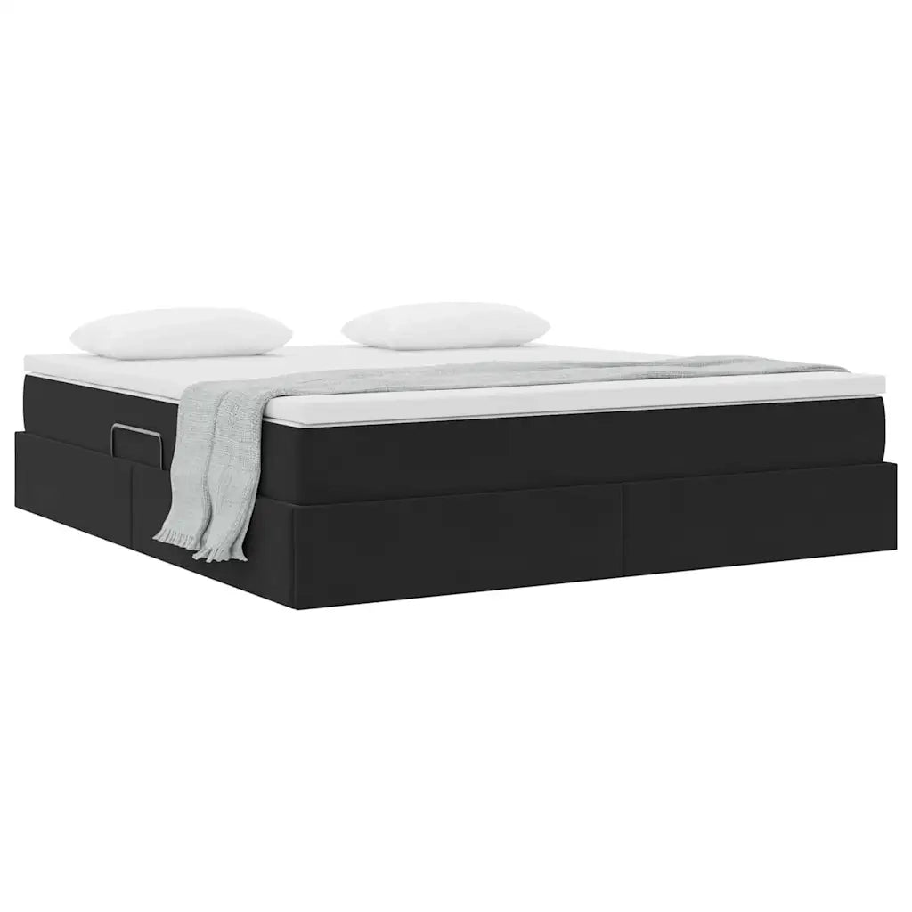 Letto con contenitore e materasso Nero 180 x 200 cm Velluto