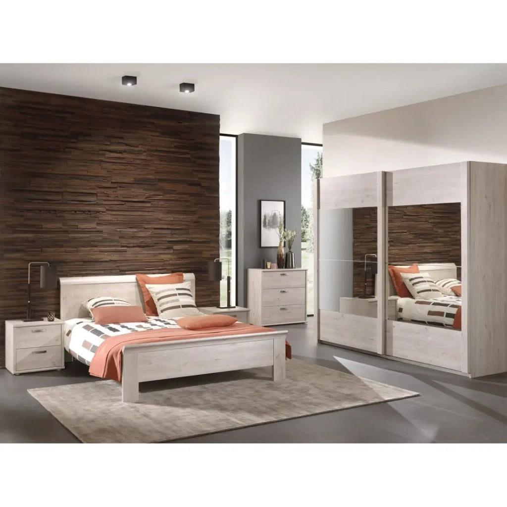 Tavolino da notte DANY – 2 cassetti – Rovere chiaro