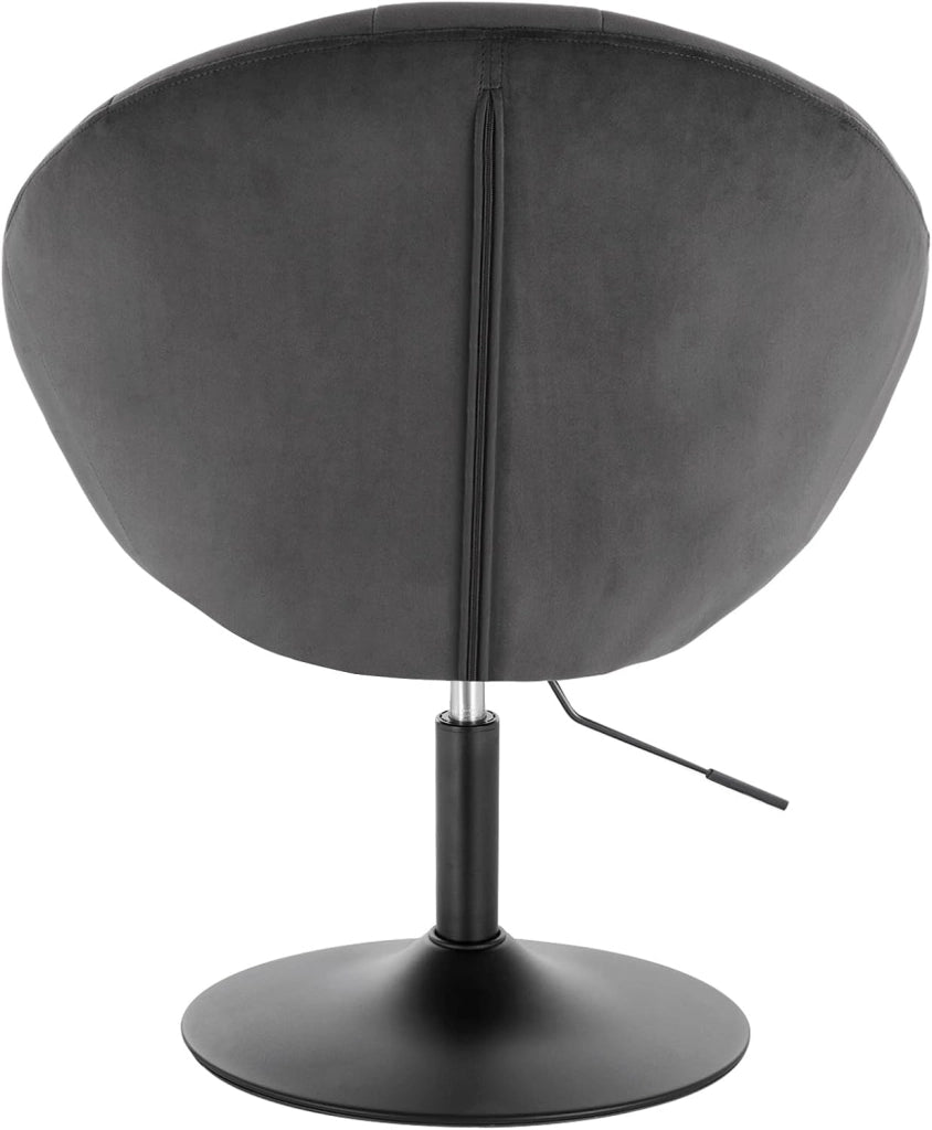 Poltroncina da Bar Sgabello Girevole Sedia con Schienale Braccioli in Velluto Altezza Regolabile Grigio Scuro