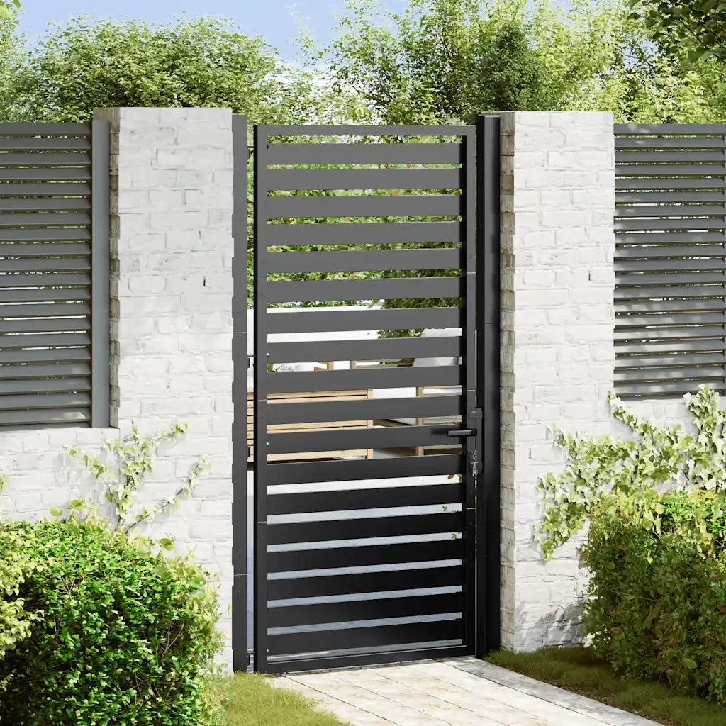 Cancello da Giardino con Serratura Nero 100x180 cm in Alluminio