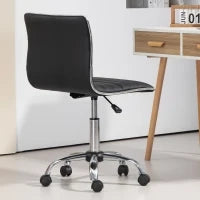 Sedia da Ufficio Ergonomica in Pelle PU con Altezza Regolabile, Seduta Girevole e Ruote, Nero