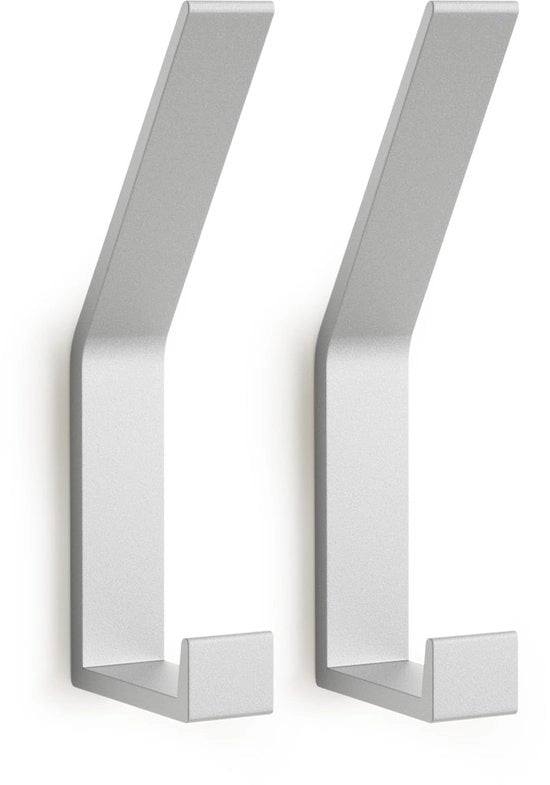 Haken da parete per cappe e mantelli, 2 pezzi, con viti nascoste, per abbigliamento, sciarpe, borse e accessori (argento)