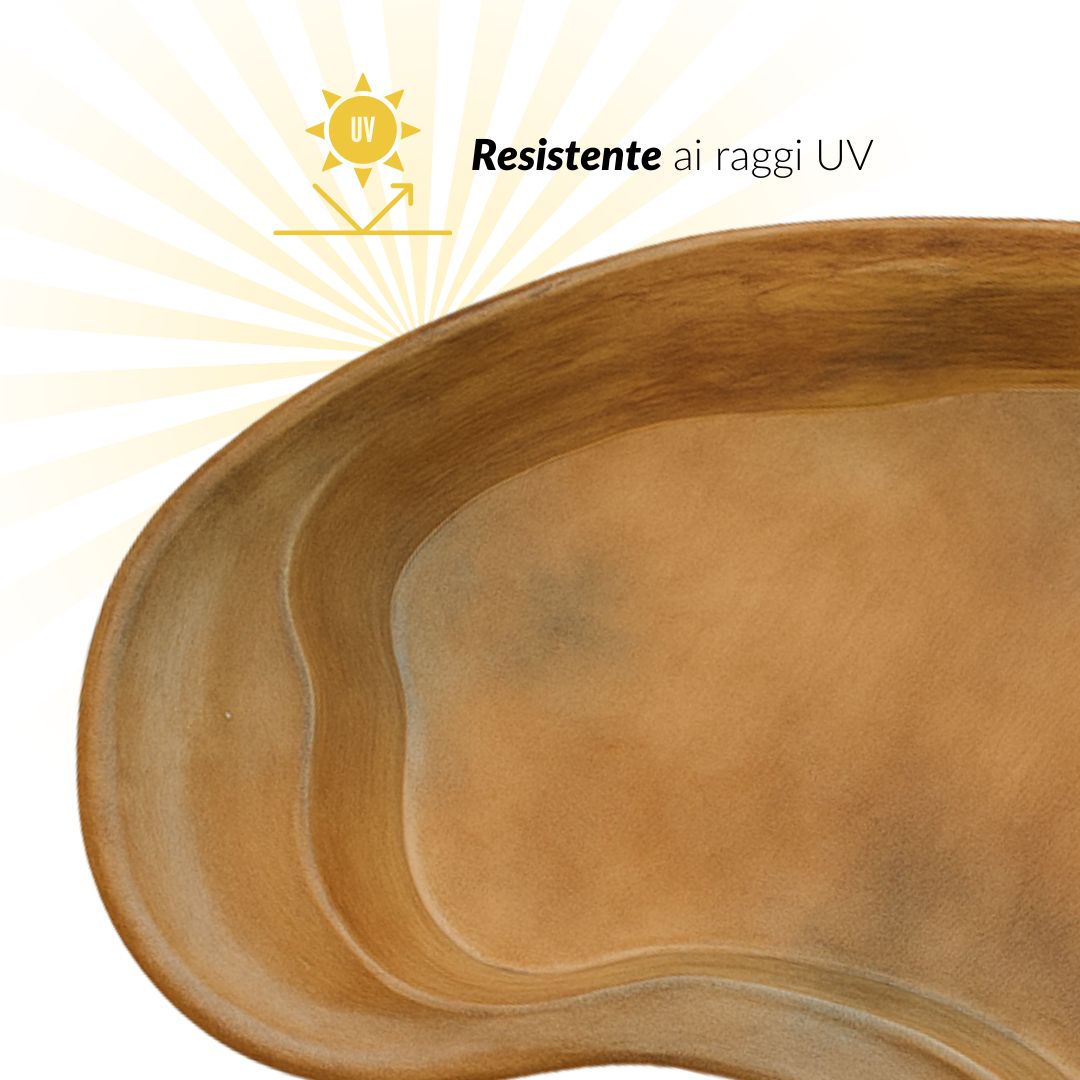 Laghetto in vetroresina modello maldive interrare dimensioni cm 350x225x60 litri 2400