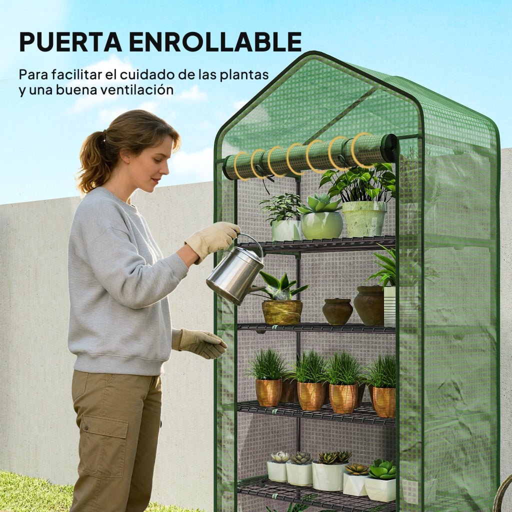 Serra da Giardino 5 Livelli con Porta a Zip Anti-UV ¨C zephmum ¨C Verde 90x49x193 cm