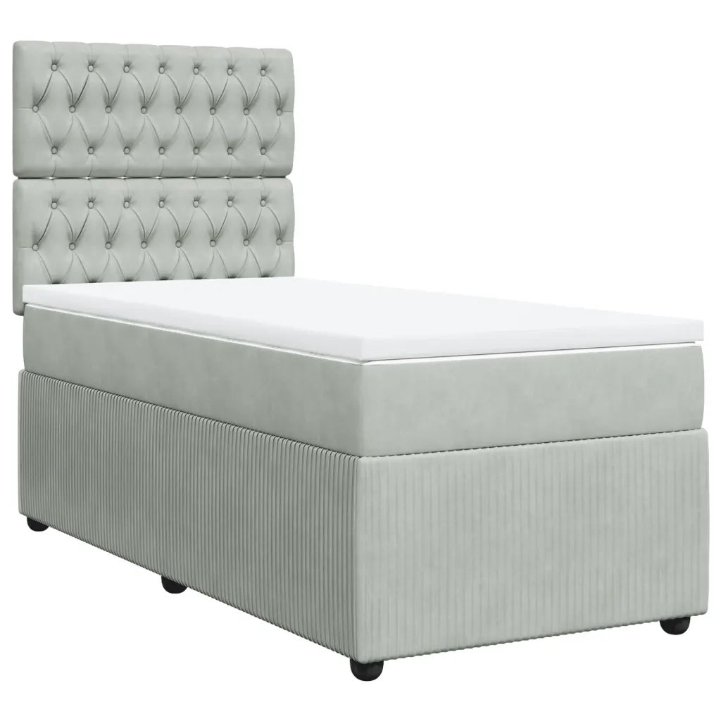 Giroletto a Molle con Materasso Grigio Chiaro 90x190 cm Velluto