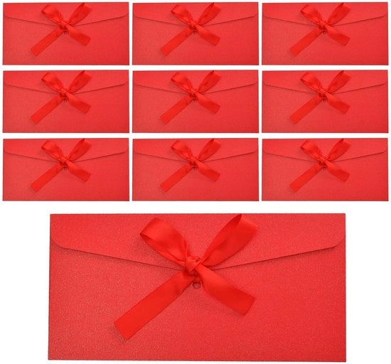 Enveloppe in Kraftpapier Helder Rosso - 10 Unità - Dimensioni 22 x 11 cm - Stile Vintage - Progettate per la Durata - Enveloppe da Regalo