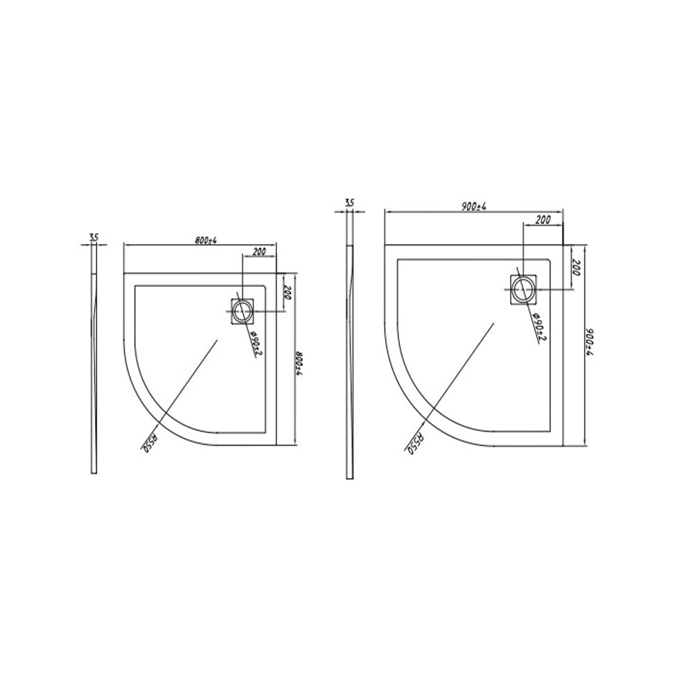 Piatto doccia mineral marmo resina curvo antiscivolo h3,5 cm *** misure l80 x p80 x h3,5 cm, tinta antracite, confezi...