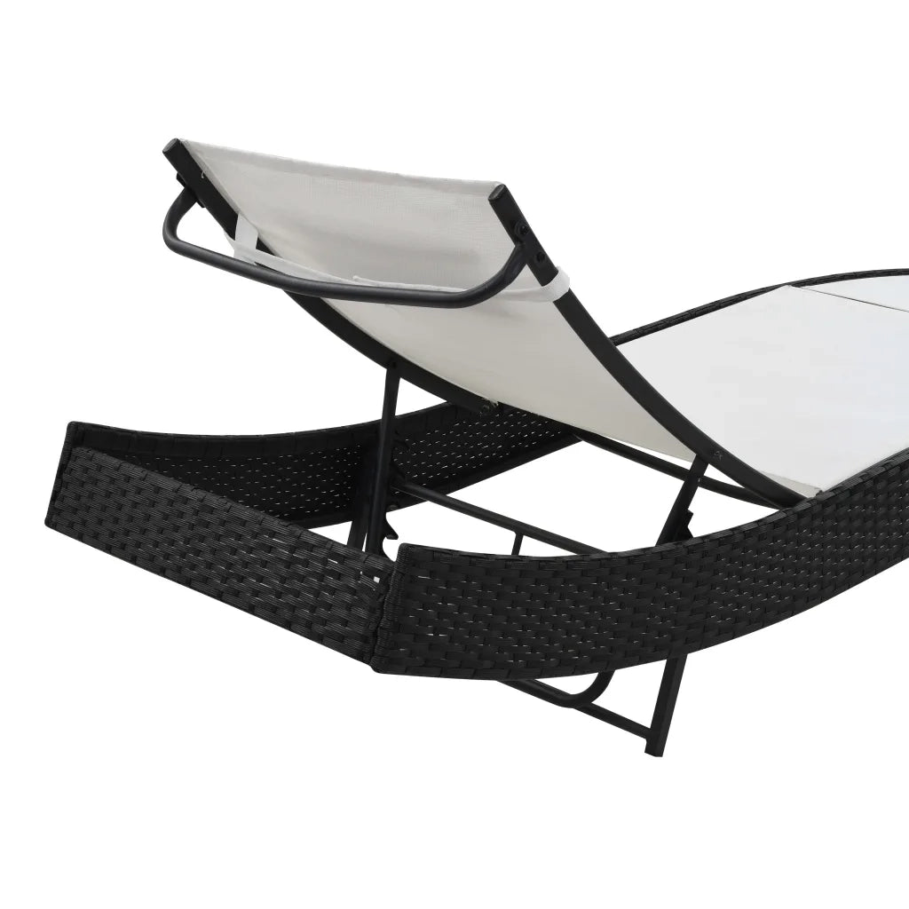 Lettini Prendisole 2 pz e Tavolo in Polyrattan e Textilene Nero 44894