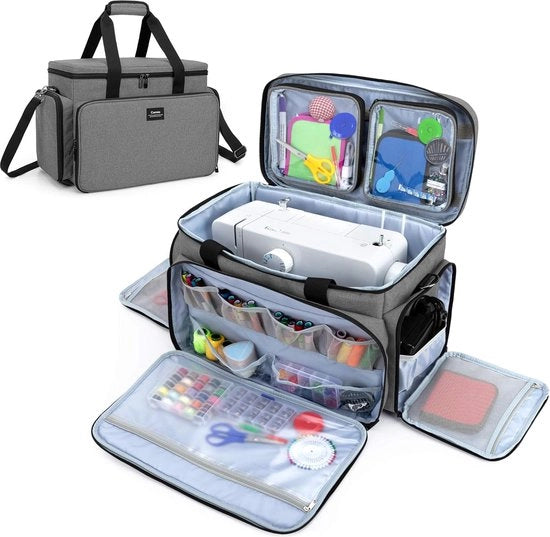 Tas per macchina da cucire, compatibile con la maggior parte delle macchine da cucire e accessori standard (tas vuota), grigio