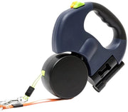 Cinturone Estensibile per Cani - Per Due Cani - Fino a 10 kg (per cane) - 360° Girevole - Riflettente - Adattabile - Per cani piccoli e medi - Blu