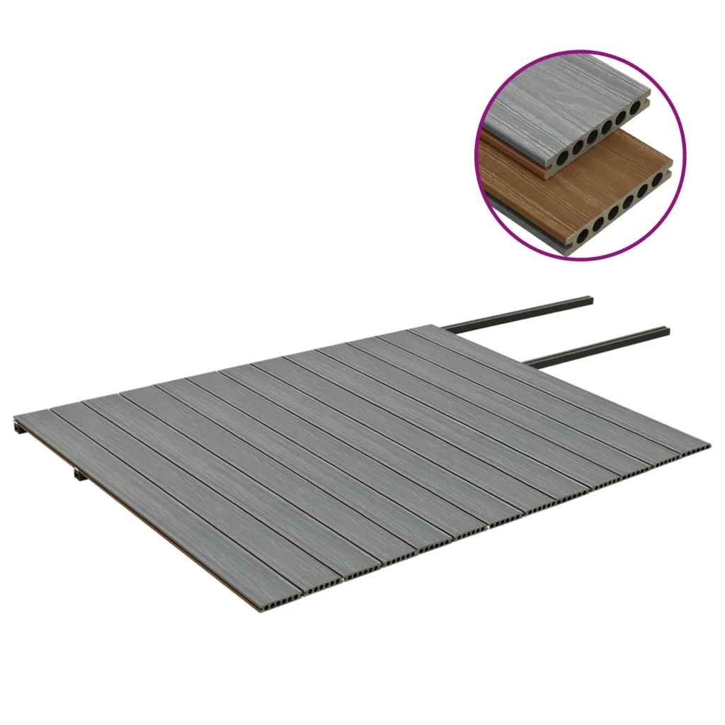 Listoni Decking WPC con Accessori Marroni e Grigi 26 mÂ² 2,2 m