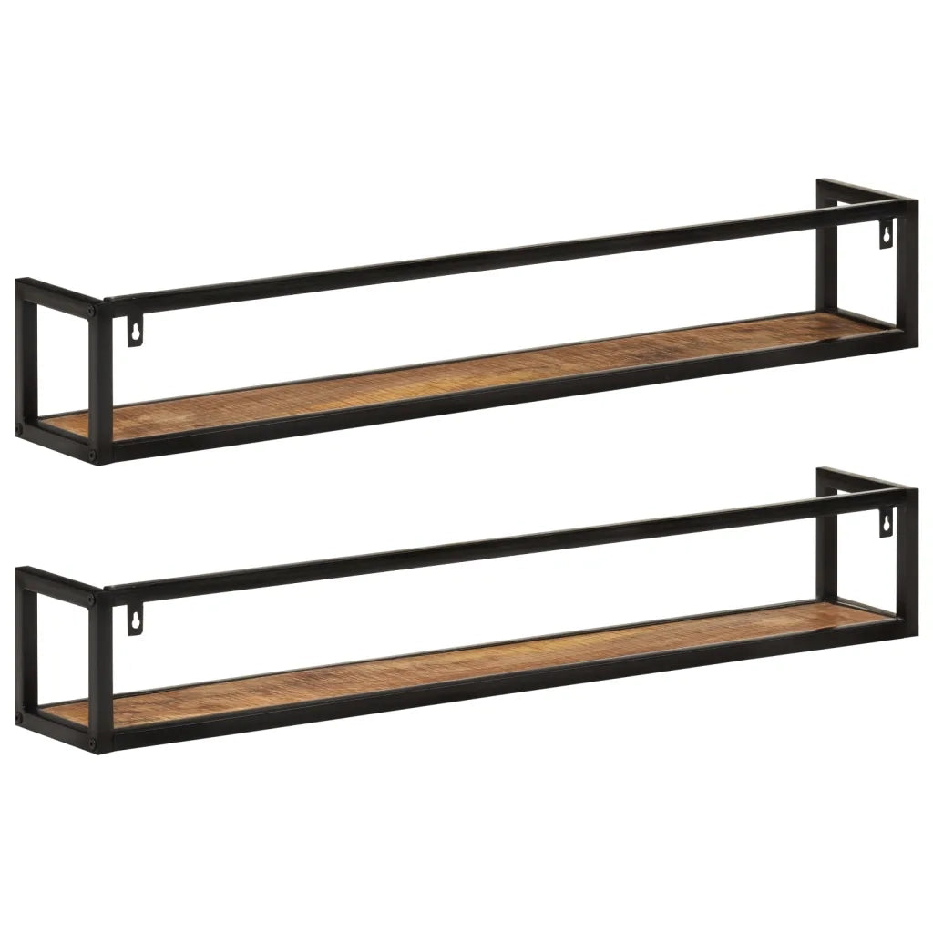 Mensole da Parete 2 pz 110x17x17cm Legno Massello Mango e Ferro 353792