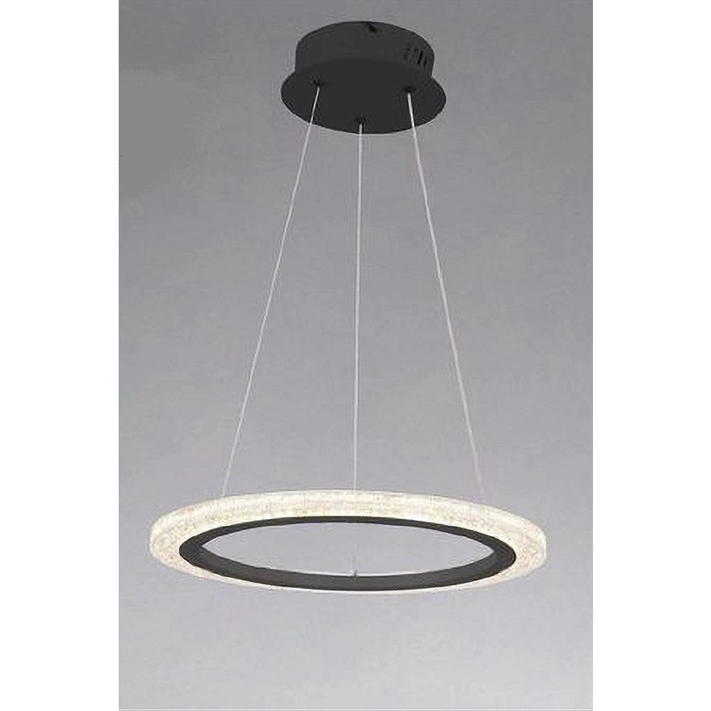 Trade Shop - Lampadario A Sospensione Led 36 Watt Cerchio Anello Nero Effetto Cristallo 31937 -