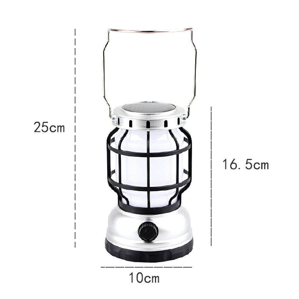 Trade Shop - Lampada Da Campeggio A Led Solare Lanterna A Fiamma Portatile Ricaricabile Usb -