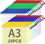 Documenti A3 con righe, 25 pezzi, righe a mesh in plastica 5 colori, borse per documenti, dossier, compiti, accessori di viaggio