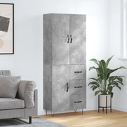 Credenza-Buffet-Armadio da cucina Grigio Cemento 69,5x34x180 cm in Legno Multistrato 847481