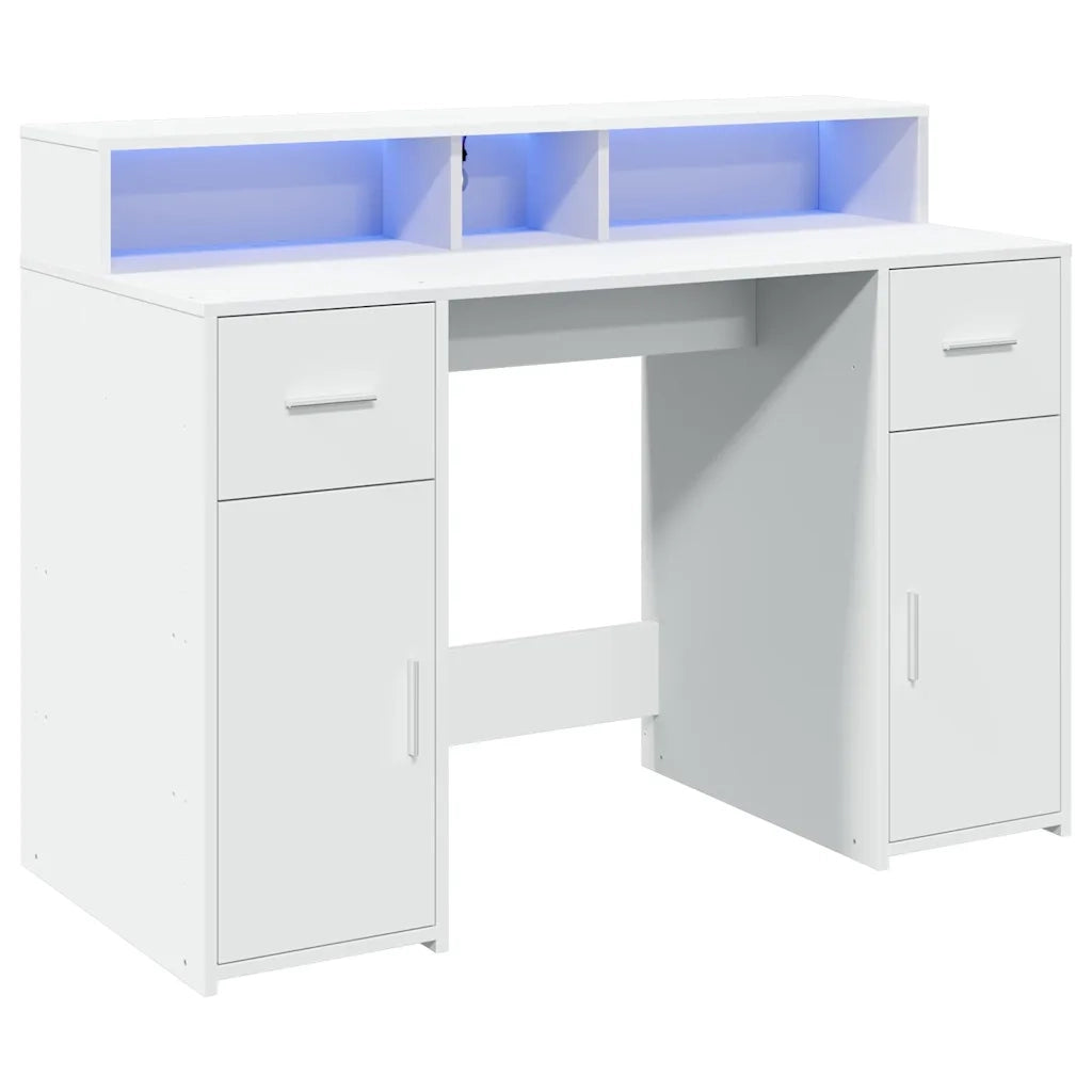 Scrivania con Luci LED Bianca 120x55x91 cm in Truciolato 3309411