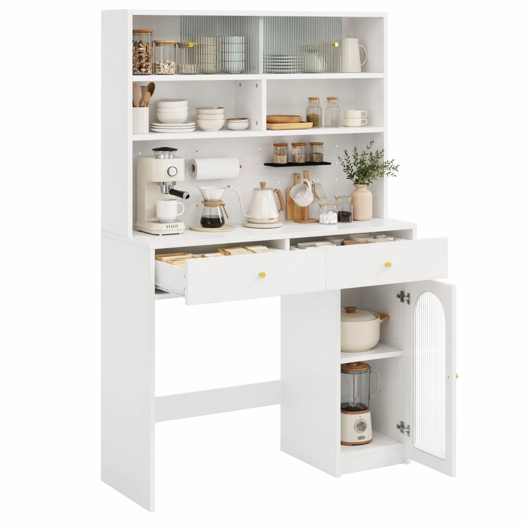 Mobile cucina multifunzione con piano di lavoro 120x45x180 cm; bianco in MDF