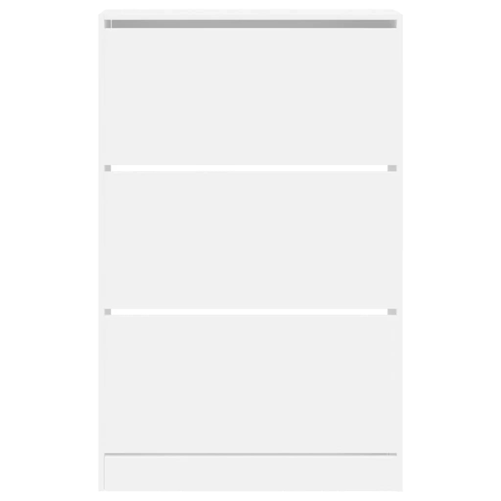 Scarpiera mobiletto portascarpe mobile per ingresso/corridoio/soggiorno 80 x 21 x 125,5 cm legno ingegnerizzato bianco 02_0021503