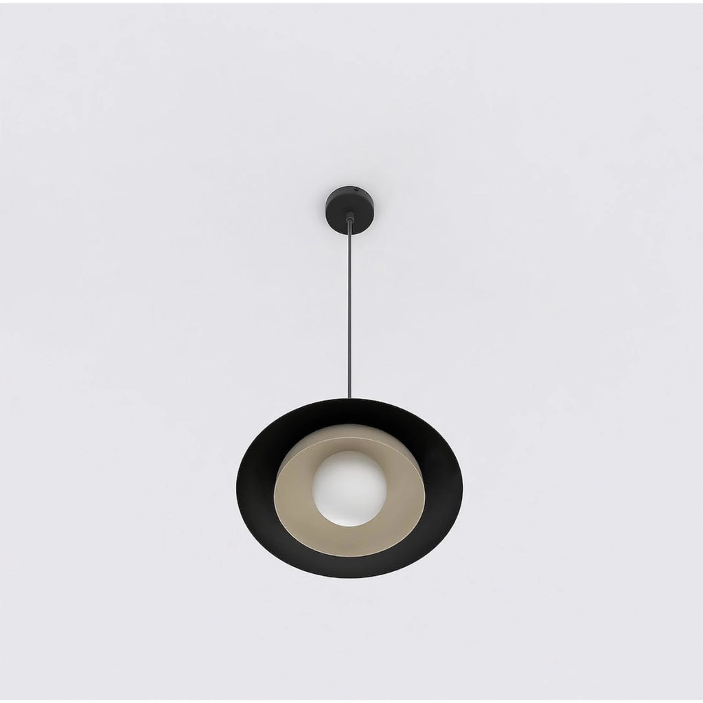 Lampada a sospensione SKIN in acciaio nero con dettagli moka