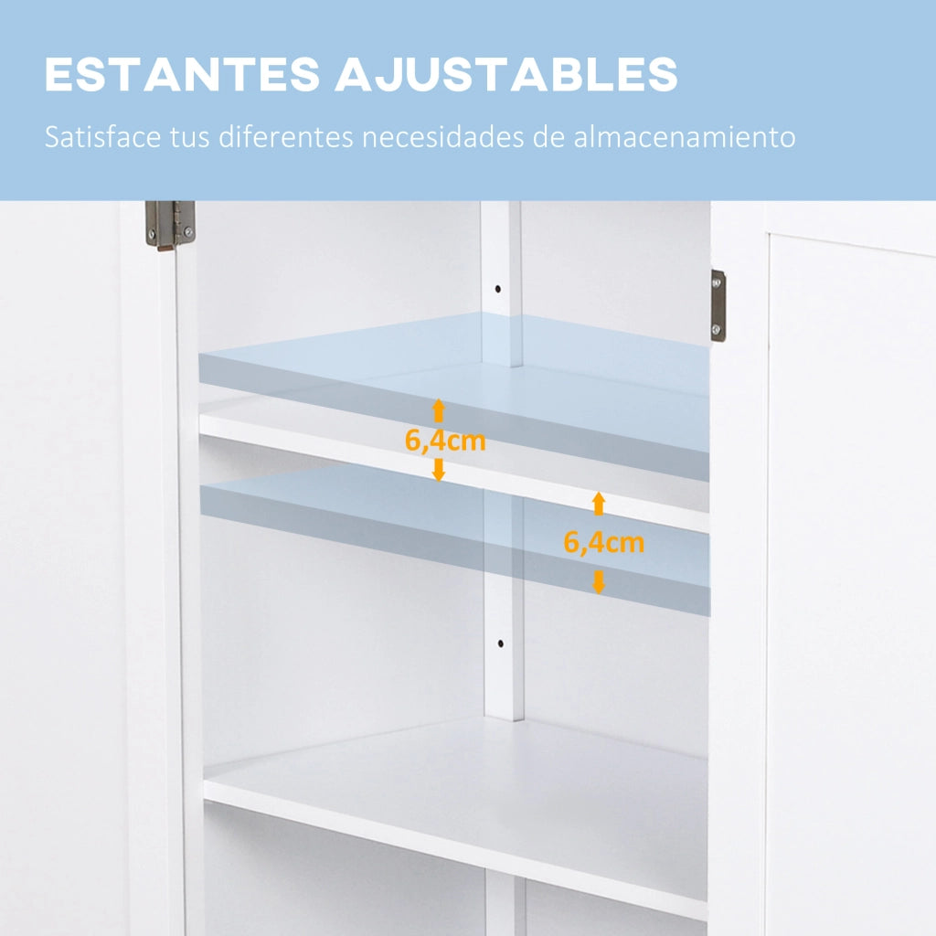 Armadietto Bagno 2 Ante con Ripiani Regolabili ¨C Zephmum ¨C Bianco 60x30x80 cm