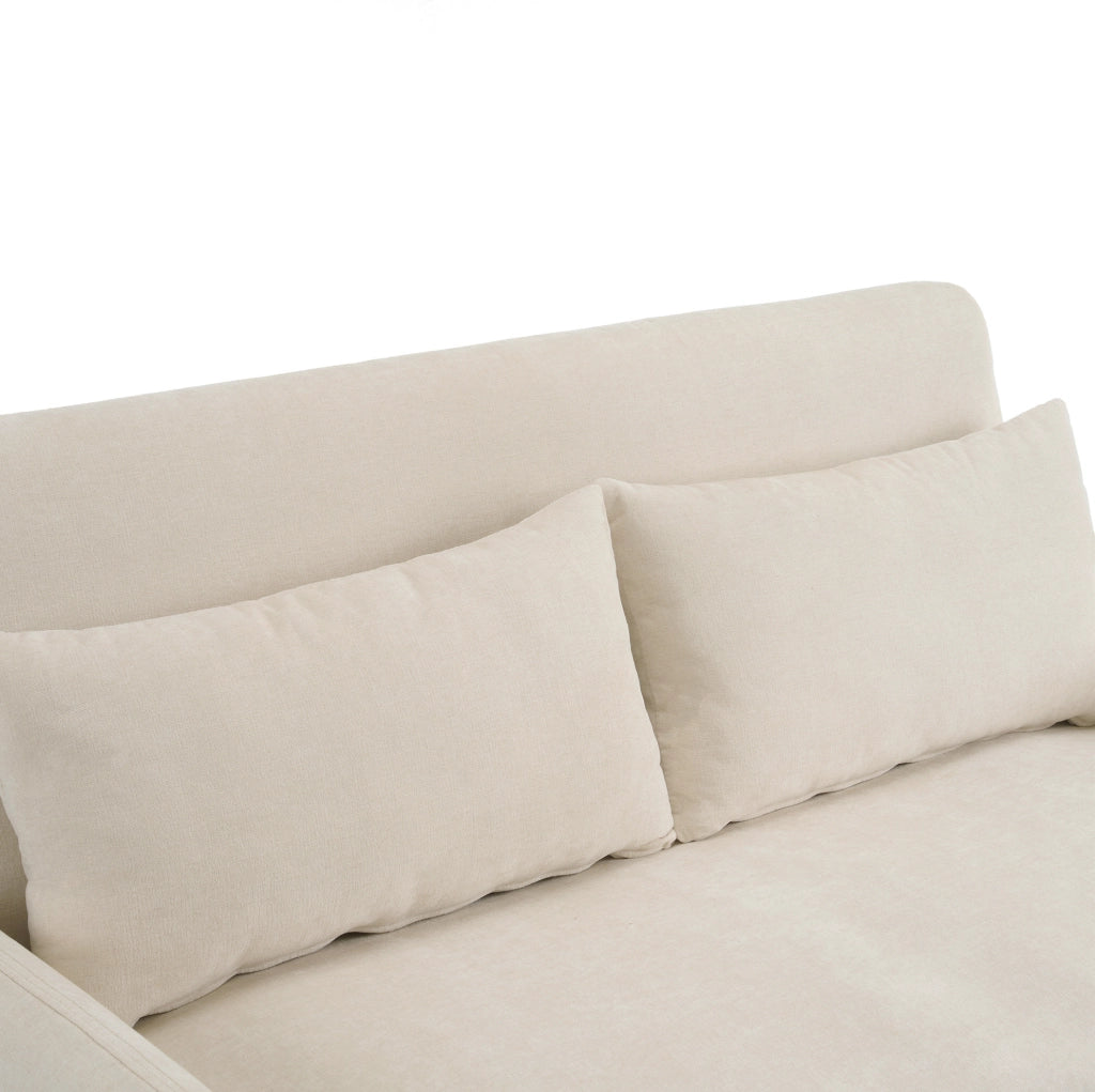 Divano letto estraibile 2 posti con schienale regolabile e porte USB in chenille beige