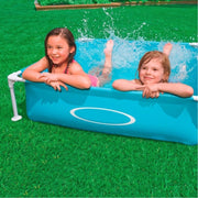 Trade Shop - Piscina Quadrata Fuori Terra Per Bambini Baby Telaio In Acciaio Blu 122 Cm -