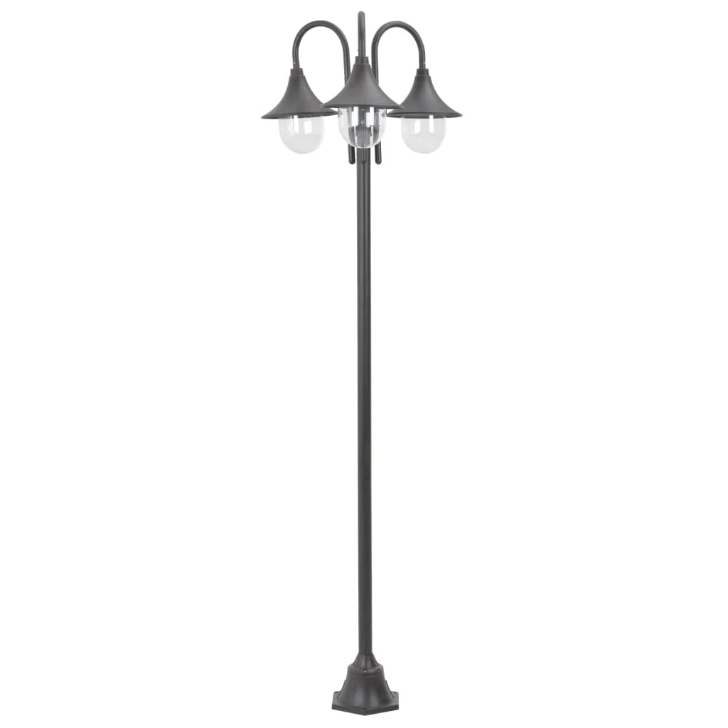 Lampada da terra da giardino E27 220 cm alluminio 3 lanterne marrone bronzo 02_0042541