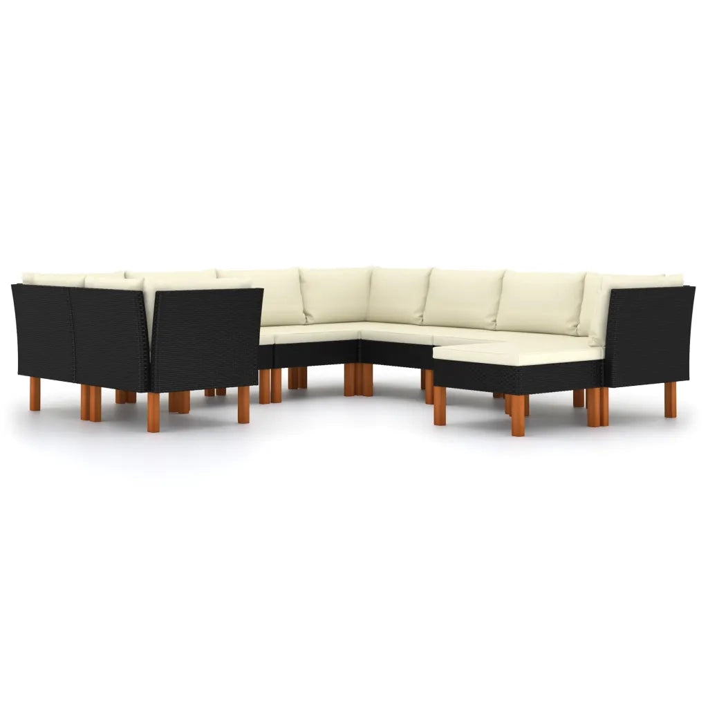 Set Divani da Giardino 9 pz con Cuscini in Polyrattan Nero cod mxl 40514