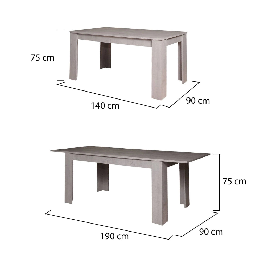 Tavolo allungabile Artino, Tavolo da pranzo estensibile, Consolle multiuso con allunghe, Cm 160x88h75, Cemento