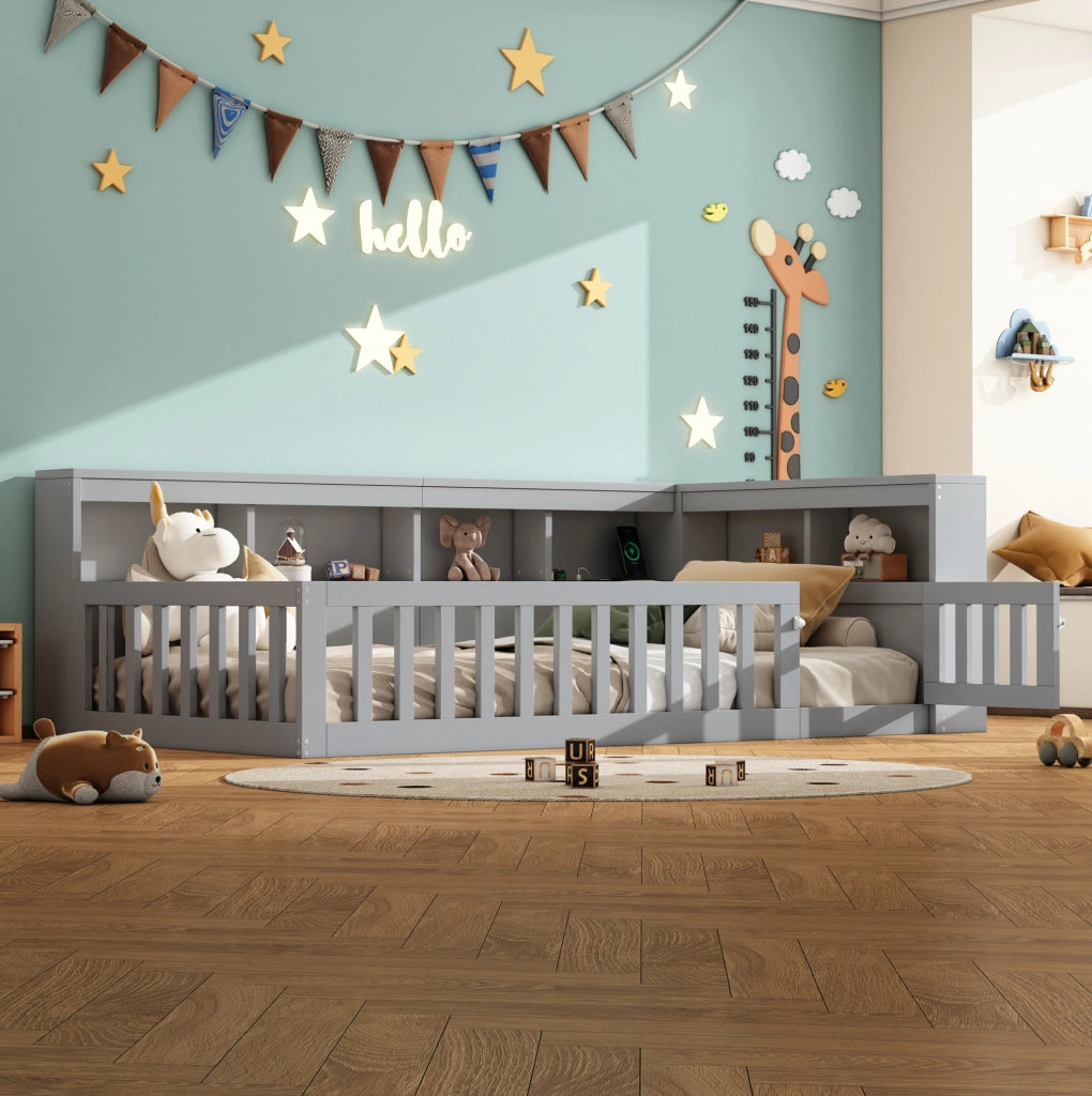 Divano letto 90x200 cm con presa USB e vano portaoggetti in truciolare e MDF grigio