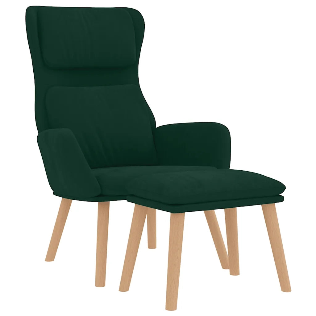 Poltrona Relax con Poggiapiedi Verde Scuro in Velluto
