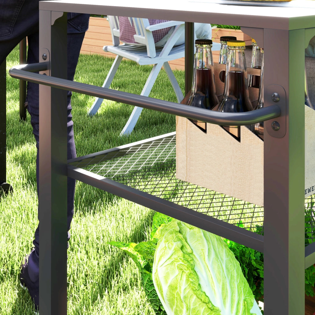 Carrello Servizio Barbecue con Piano e Ruote ¨C zephmum ¨C Grigio 105x50x79 cm