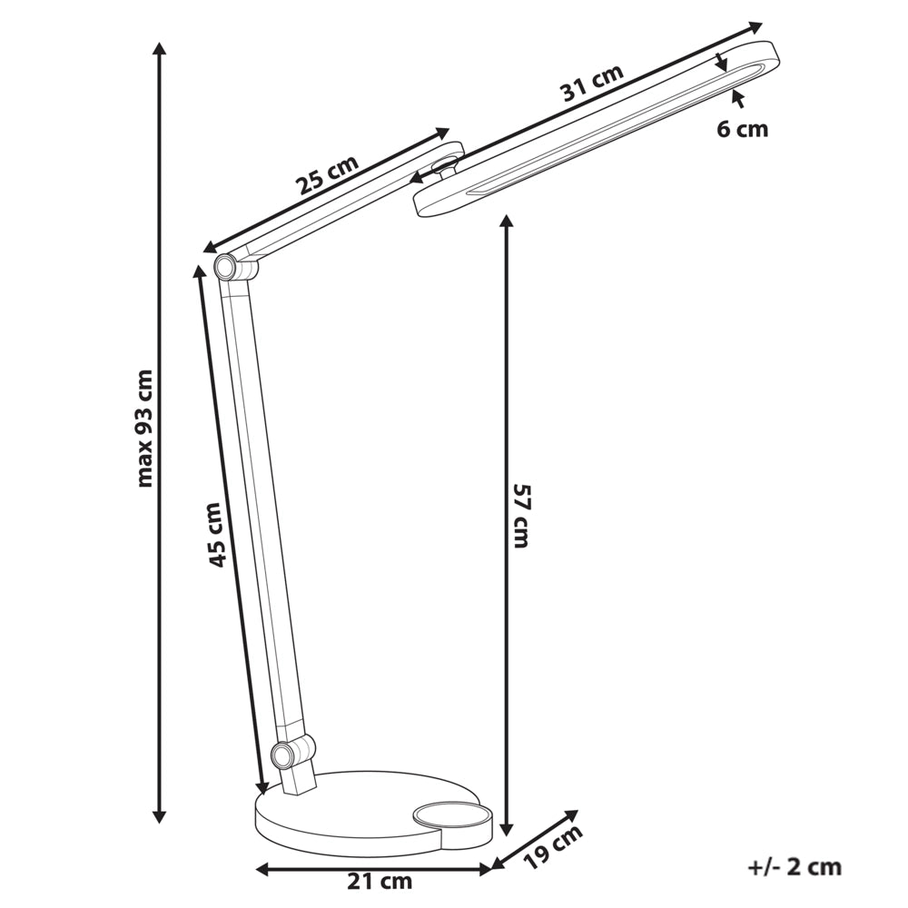 Lampada da scrivania moderna per ufficio domestico 3 modalità di temperatura Dimmer continuo Caricatore wireless Paralume regolabile Materiale sintetico Bianco