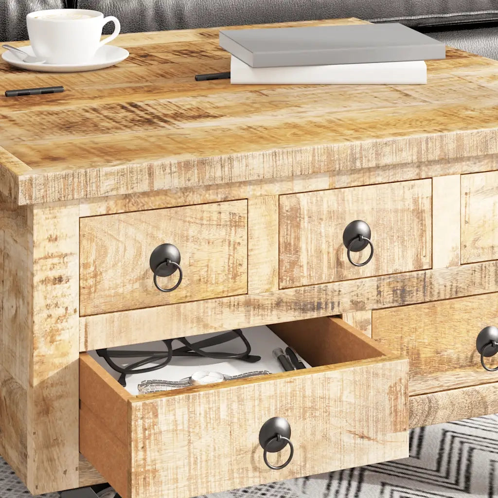 Tavolino da Salotto in Legno di Mango Grezzo 70x70x40 cm 243979
