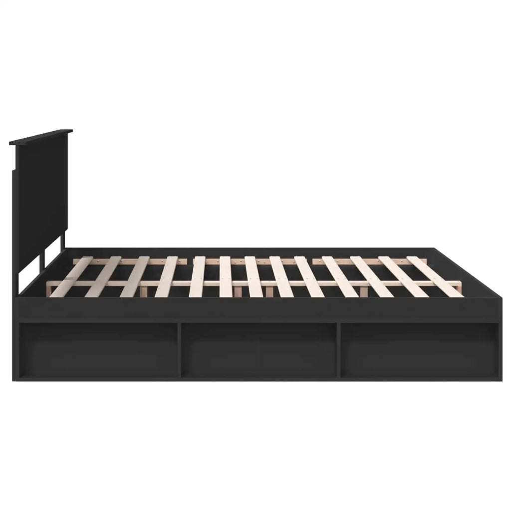 Struttura del letto Nero 200 x 200 cm Pino massello