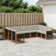 Set di divani da esterno 9 pz Naturale e Grigio chiaro 3382199